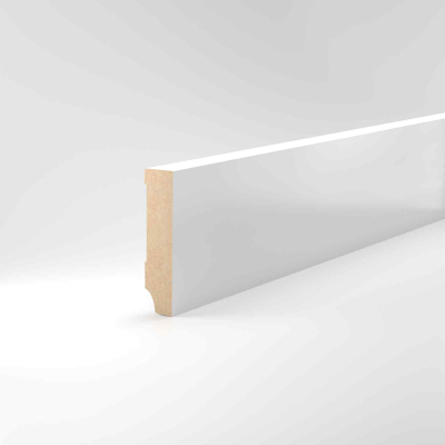 Fußleiste MDF 16x58mm mit weißer, lackierf. Folie