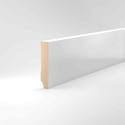 Fußleiste MDF 16x80mm mit weißer, lackierf. Folie