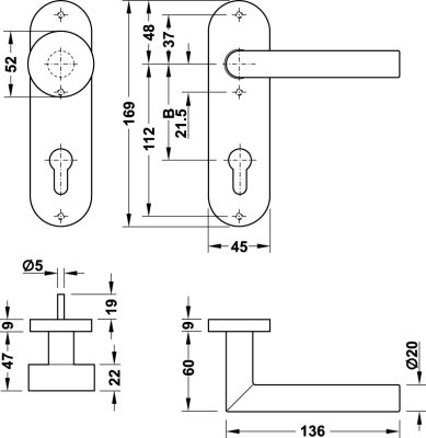 FS-Kurzschild-WSG PDH4103 L-Form Edelstahl matt PZ