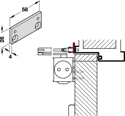 DORMA Montageplatte Gestänge TS 72/TS 83