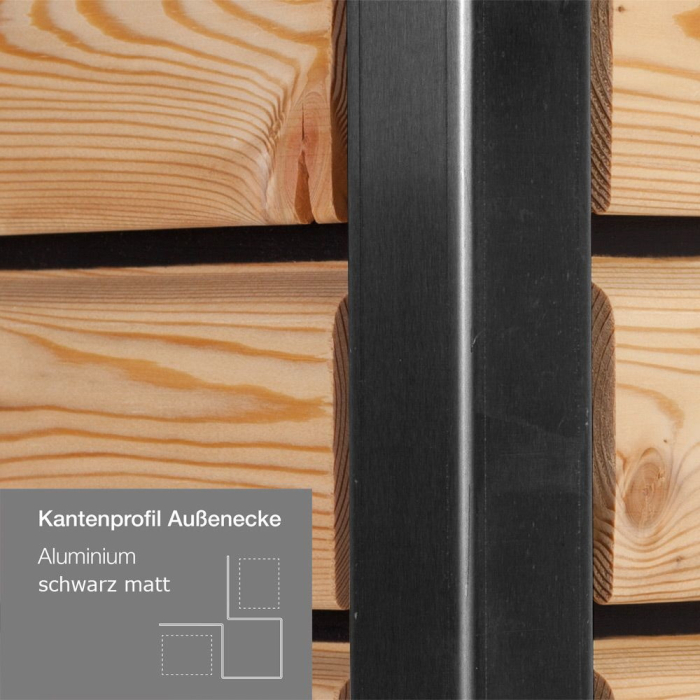 Aluminium Außenecke 30mm für Trendliner Aluminium Kantenprofil 3,0m Farbe: schwarz - Detail 1