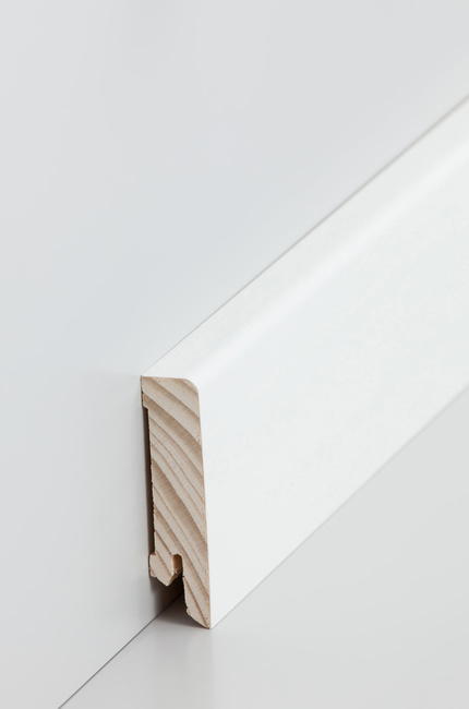 Fußleiste 16x60mm Dekor deckend weiß Furnierummantelt 2,50m #16.61.31 (0055) - Detail 1