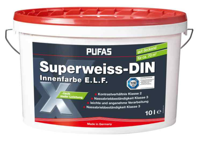 Pufas Farbe superweiss 185  10,0 L pro Palette 40St. - Detail 1