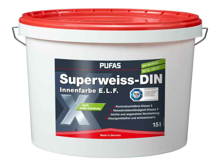 Pufas Farbe superweiss 185  15,0 L pro Palette 24St. - Detail 1