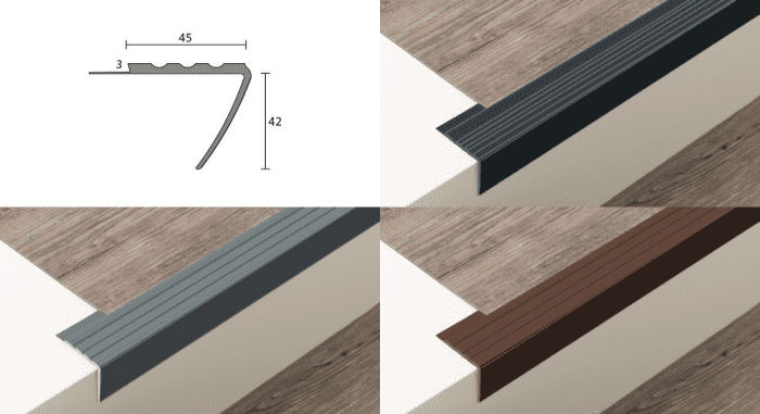 PVC-Treppenkante #13364 3mm Ansatz TK 45/42/3mm VE=20x2,50m - Detail 1