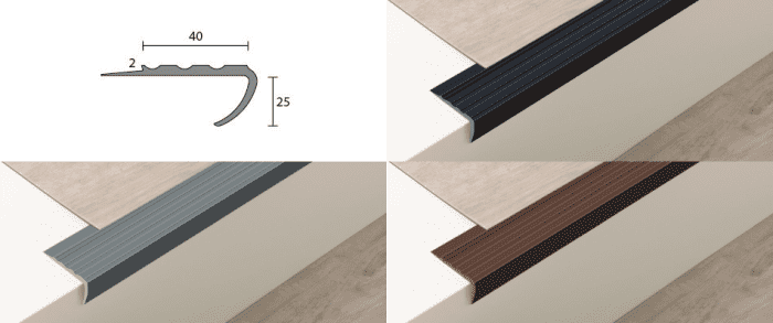PVC-Treppenkante #13385 2mm Ansatz TK 40/25/2mm VE=20x2,50m - Detail 1