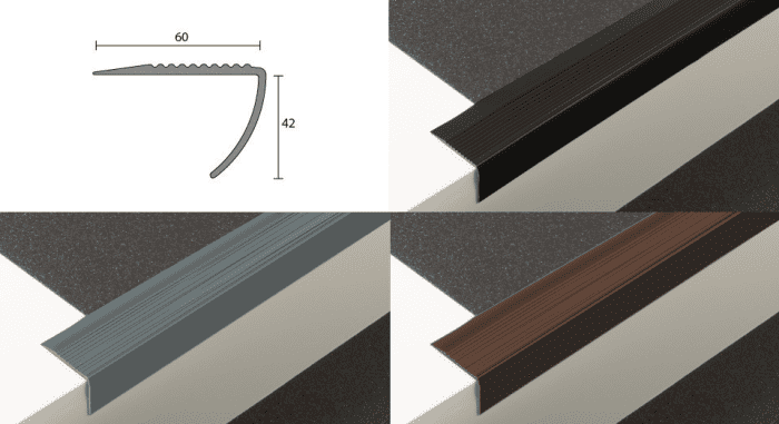 PVC-Treppenkante #13420 zum Aufsetzen TK 60/42mm VE=20x2,50m - Detail 1