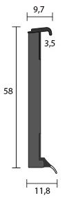 Bolta Hartschaum-Sockelleiste PSL 58F #10669 Höhe: 58mm,Länge: 4,- m, VE=25x4m, f.PVC-Streifen - Detail 1