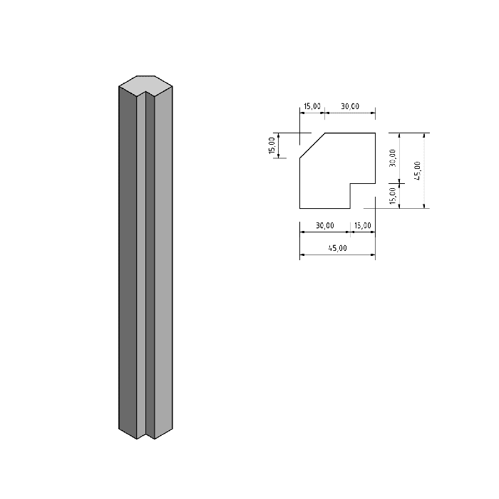 45x45 Eckleiste für Trendliner 27mm nord. Fichte, u/s nachsortiert - Detail 1