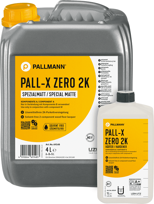 Pallmann Pall-X Zero 2K 2x5 (4+1) Ltr, lösemittel- freies 2-K Parkettöl, spezialmatt #73699 - Detail 1