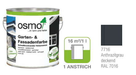 Osmo Inpex Deckfarbe 7716 (RAL7016) 2,5ltr. (für Glattkant endbehandelt anthrazit) - Detail 1
