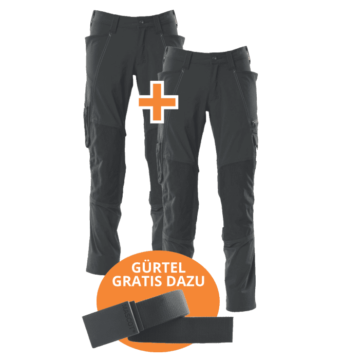 MascotAktion Workwear Box-Hosen- Fb.09 schwarz 2 x Accelerate Bundhose + gratis Gürtel - Detail 1