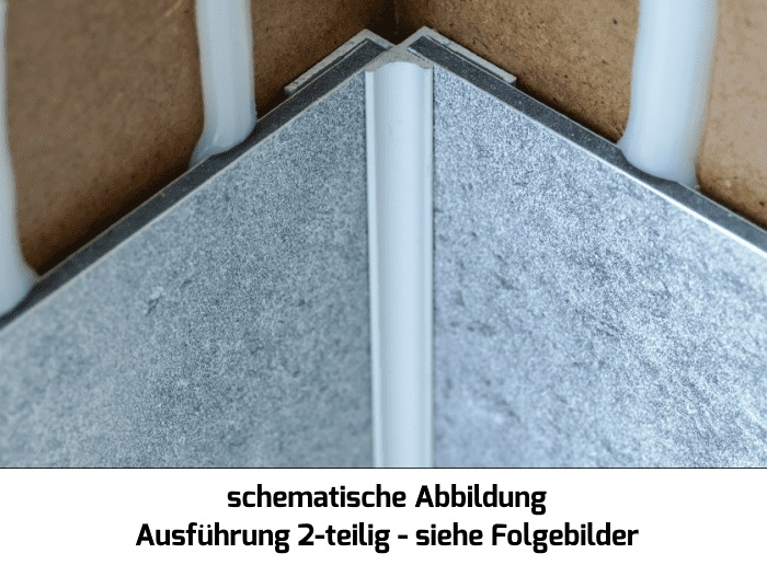 Küberit Clip-Innenecke ungebohrt, 90°, 2-Teilig Typ 163 U Alu elox. Silber 3-5mm,260cm #2271630049 - Detail 1