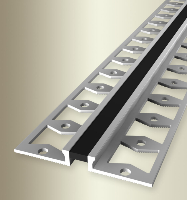 Küberit Dehnungsfugenprofil 4,5x48mm Typ 302 S20 Alu-silber/schw.250cm # 2 19 30 21 344 - Detail 1