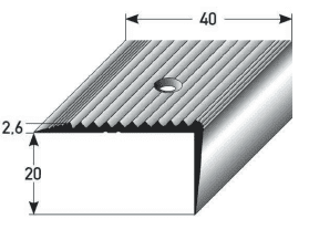 Auer Treppenkante Nr. 91 20x40mm gebohrt SB silber 1m 071013 - Detail 1