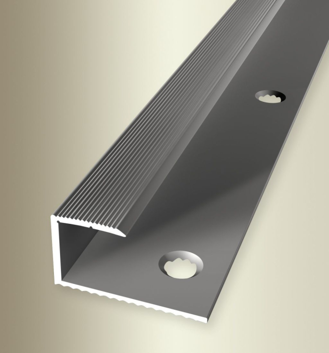 Küberit Einfassprofil Aluminium 213 gebohrt F2 edelstahloptik 31713025 inkl. Dübel und Schrauben - Detail 1