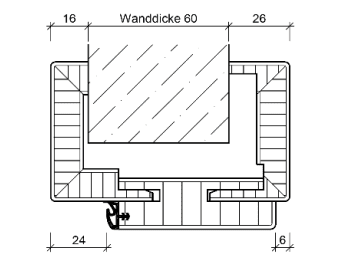 60x860x1.985 ASTRA smart²-Zarge CPL Eiche natur DIN LI Bekleidungen 60/16(26) rund, Futterbrett rund (sma - Detail 1
