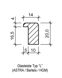 ASTRA Glasleistensatz CPL Eiche natur Typ L, für Lichtöffnung LA3 (DIN) 735x1985 - Detail 1
