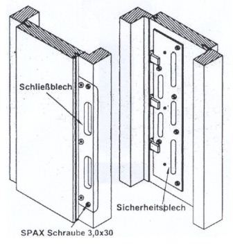 PRÜM Nachrüstset Schließblech Nr. 35 DIN RE mit Halteplatte, vernickelt - Detail 1
