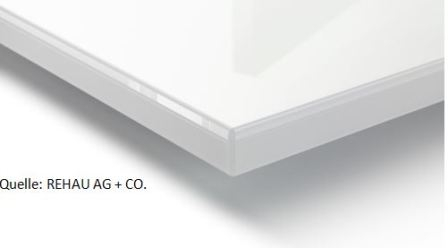 Bianco HG MDF Acrylglanz 20mm /Gegenzug weiß Perl 2800x1300 Rauvisio brillant - Detail 1
