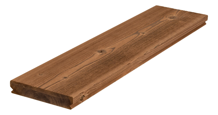 Lunawood Terrassendiele Fichte Thermoholz 26x140mm gebürstet, Kanten gerundet, seitlich genutet - Detail 1