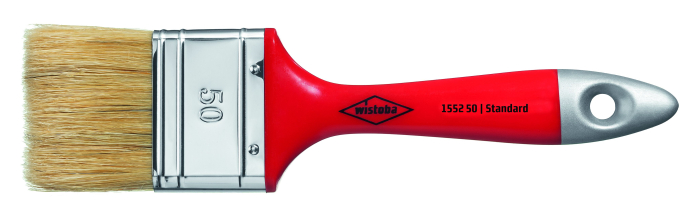 Flachpinsel 35mm,Standard, VI.Stärke,helle Borsten , rostfreie Bleche, rot-silber lackierte Stiele - Detail 1