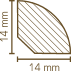 Viertelstab 14x14mm 14.25 grau - 2m 2,00 m; # D06 Leistenkoffer - More 2