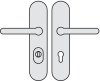HOPPE HAT-Drückergrt. Paris Aluminium F1 ES1-ZA 86G/3331/3332ZA/138, 10/92 mm, Td. 67-72 mm, - More 2