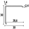 Küberit Eckschutzwinkel ungebohrt 30x30mm Typ 273 U Alu-silber 250cm # 2272730044 - More 2