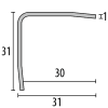 Küberit Eckschutzwinkel Edelstahl m. geb. 30x30mm Typ 174U-K unbebohrt m. 45° Krone 1,25m 2271744822 - More 2