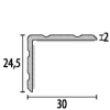 Küberit Winkelprofil SK 30x24,5x2mm beidseitig Zierrillen Typ 234 SK Alu-silber 300cm #2152340048 - More 2