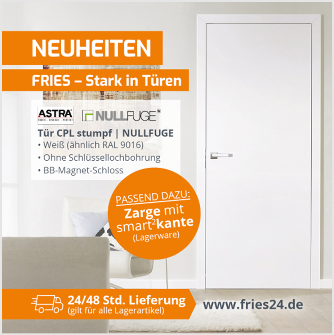CPL-Tür stumpf mit Nullfuge von ASTRA